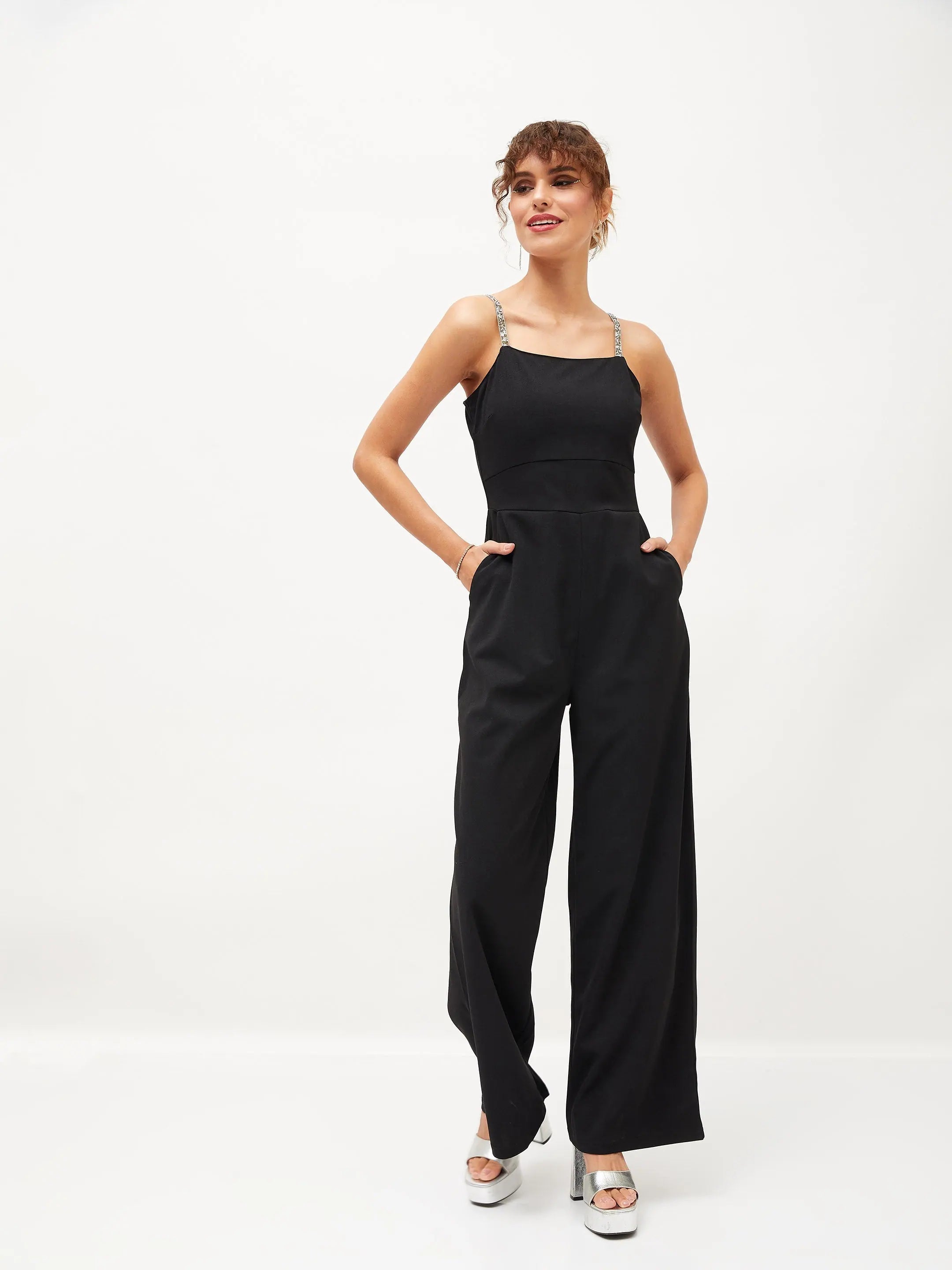 Exclusive Sale Women Embellished Standard Black Jumpsuits & Sets