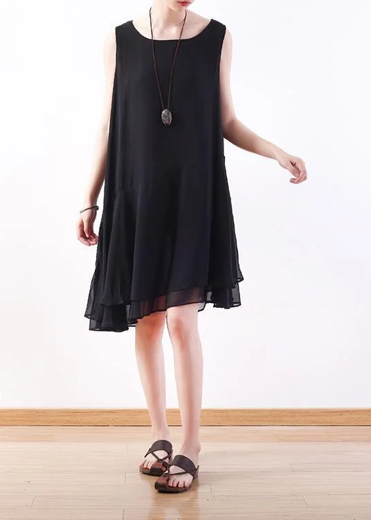 Women's Online Clothing Boutique Italian black Chiffon outfit Korea linen sleeveless A Line summer Dresses