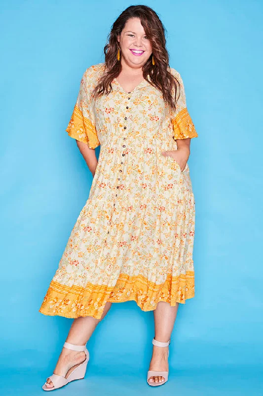 Women's Formal Wear Jessica Yellow Floral Dress