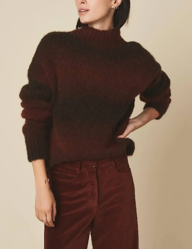 Elevate Your Wardrobe Mylow Gradient Pullover Sweater in Rust/Brown