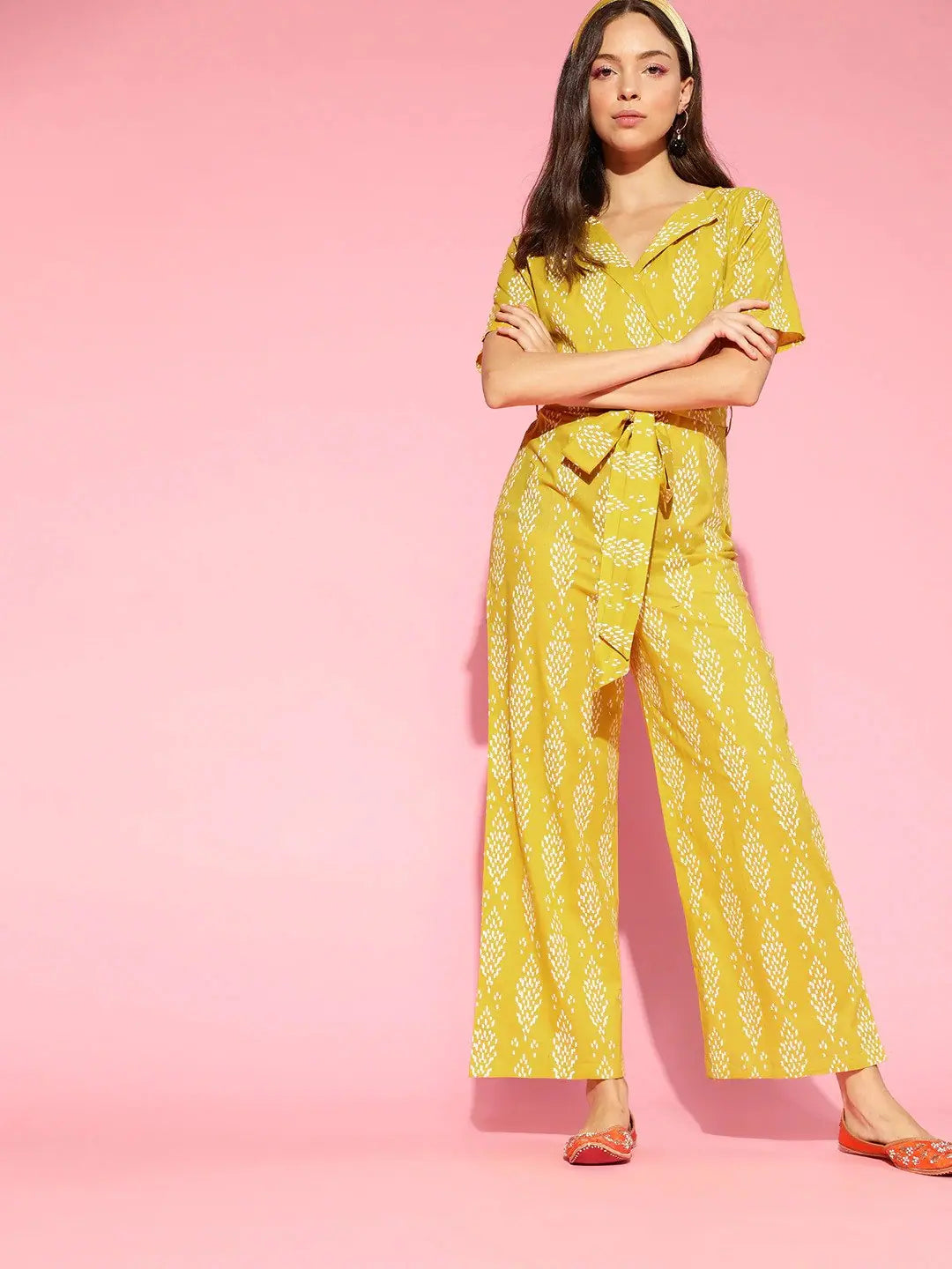 Weekend Exclusive Women Printed Standard Yellow Jumpsuits & Sets