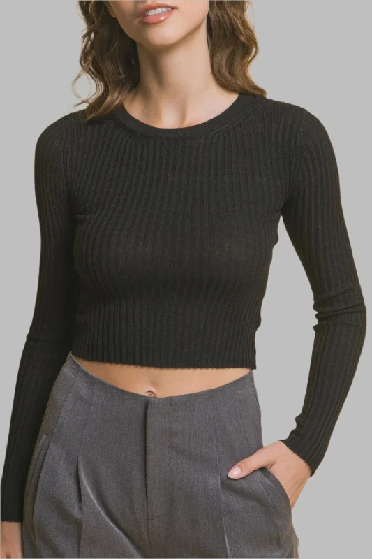 Clothing Sales Ribbed Cropped Sweater