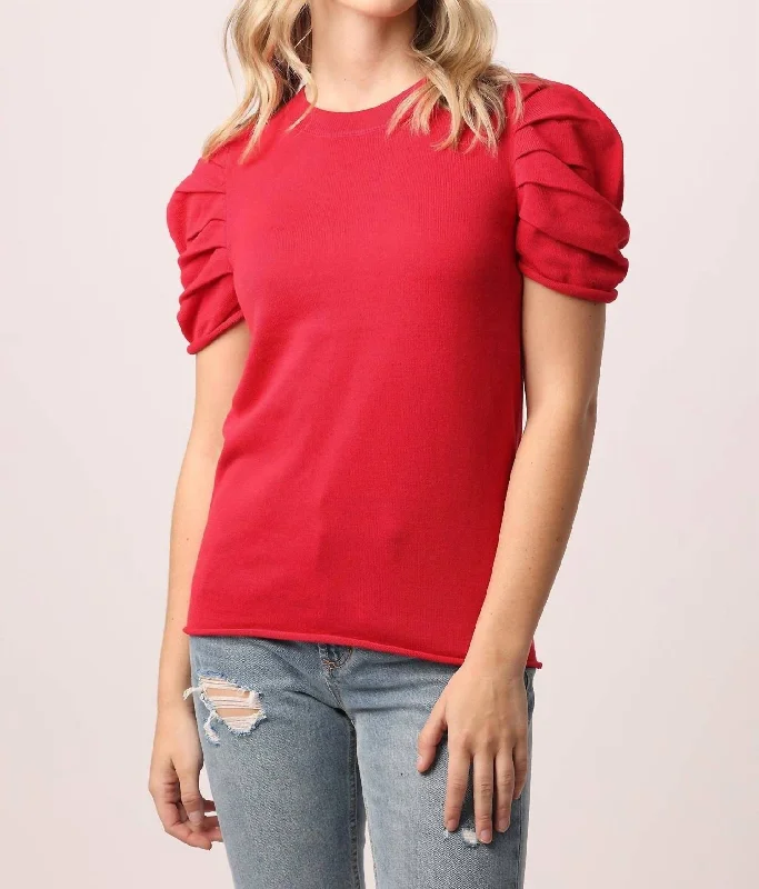 Casual Chic Nahla Short Sleeve Sweater in Lava Red