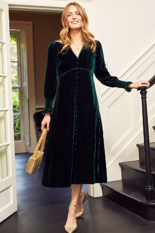 Shop Our Looks Long Sleeve Velvet Sally Anne Dress | Emerald