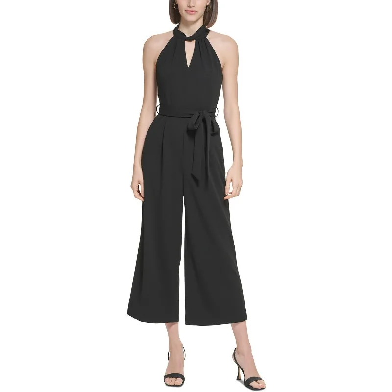 Stay Ahead In Style Calvin Klein Womens Petites Keyhole Neckline Cropped Jumpsuit