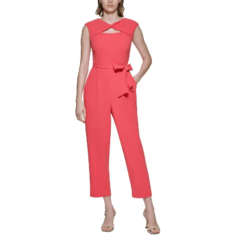 Chic Casual Wardrobe Essentials Calvin Klein Womens Twist Front Cutout Jumpsuit