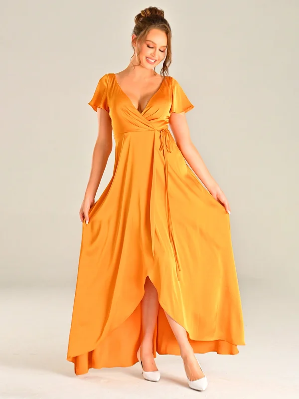 Insane Discount Onslaught Golden Yellow Bridesmaid Dress Chiffon High Slit