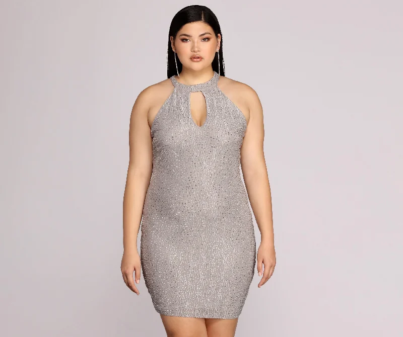 Outlet Clothing Plus Stunning In Silver Formal Dress