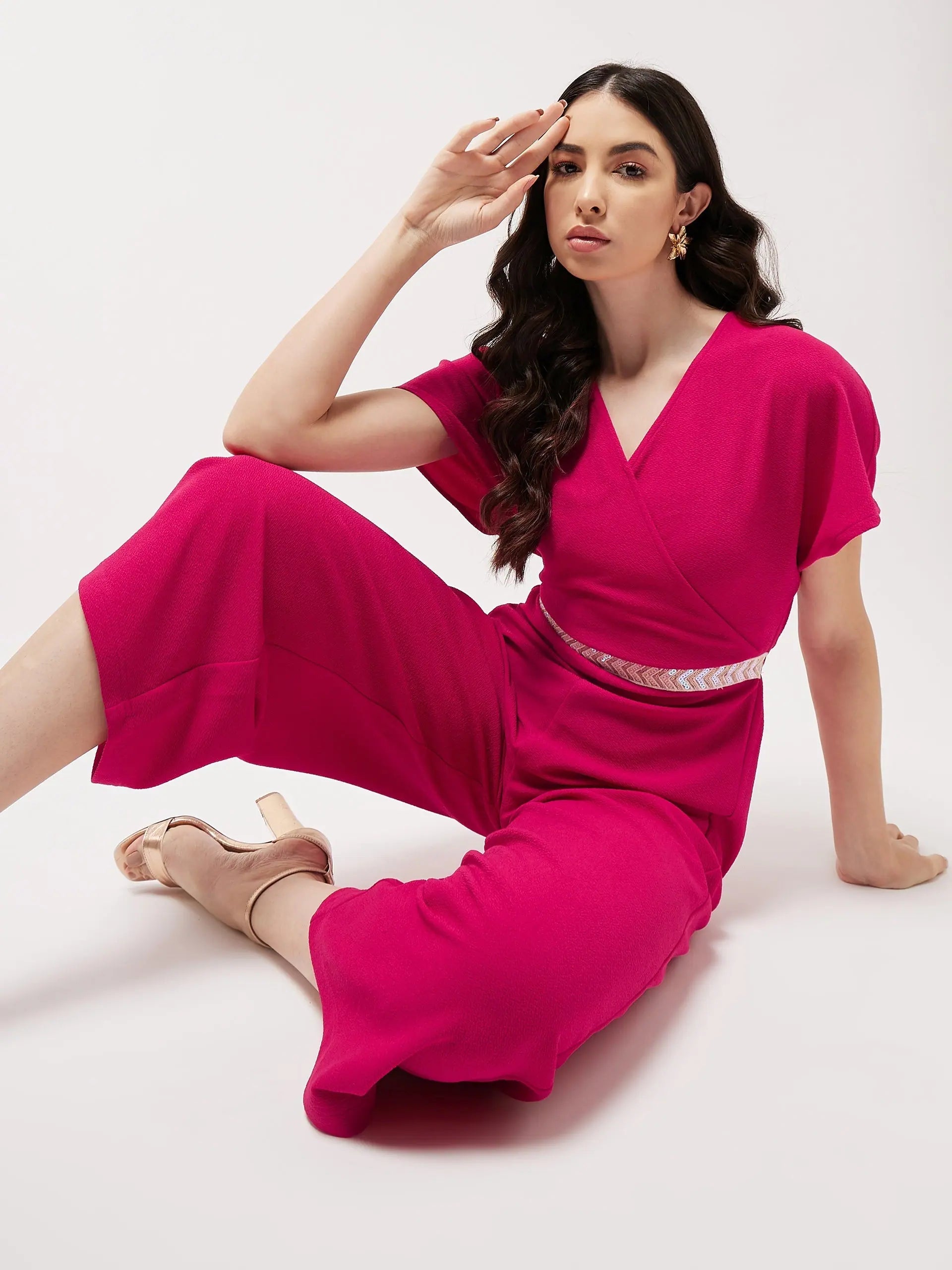 Hot Brand Discounts Solid Overlap Jumpsuit