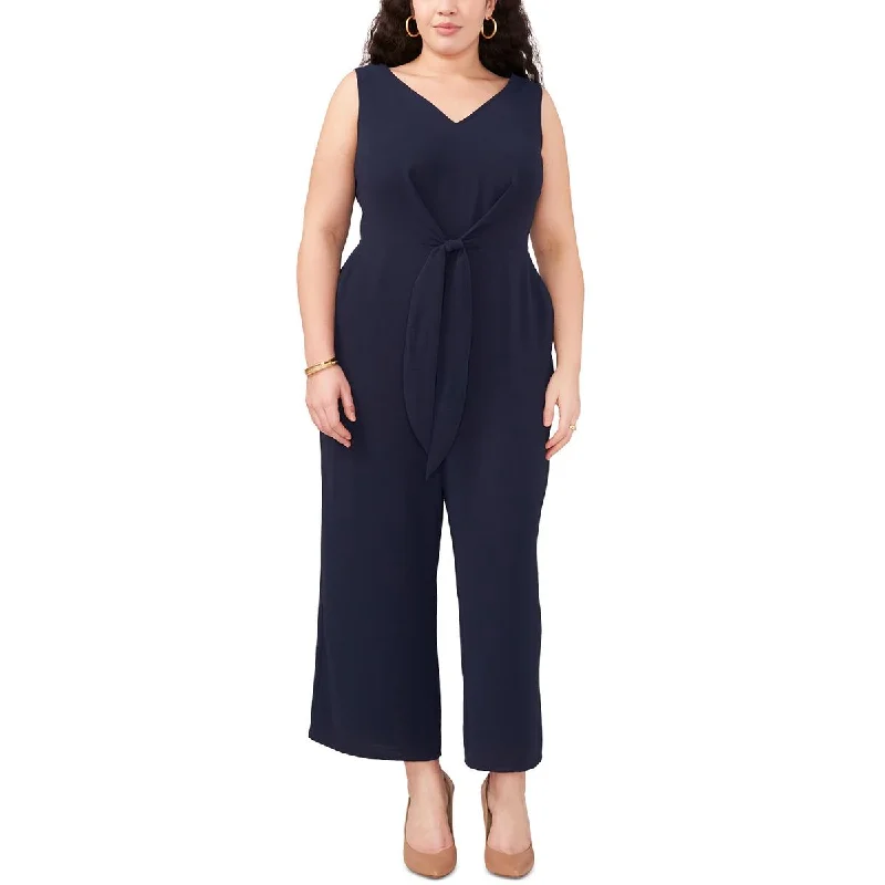 Affordable Women's Clothing Online Vince Camuto Womens Plus Island Oasis Tie Waist Wide Leg Jumpsuit