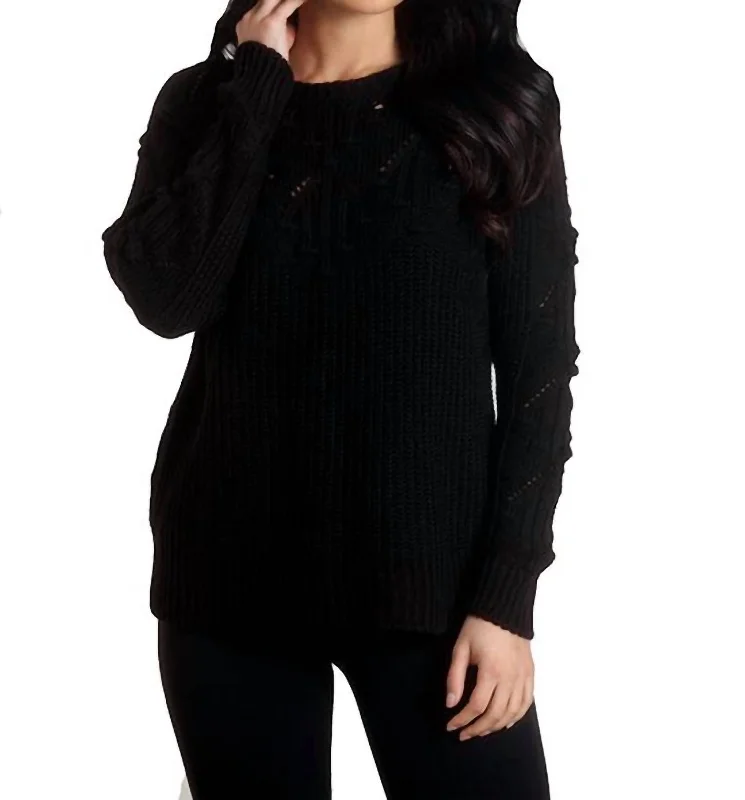 Classic Women's Clothing Styles Knit Sweater In Black