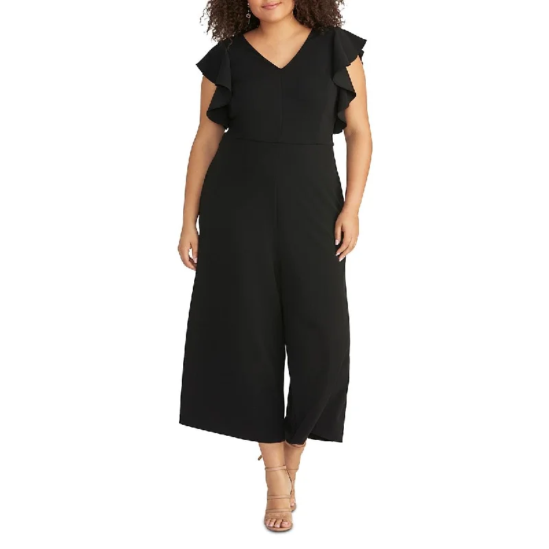 Flash Sales Today Rachel Rachel Roy Womens Plus Kate Ruffled V-Neck Jumpsuit