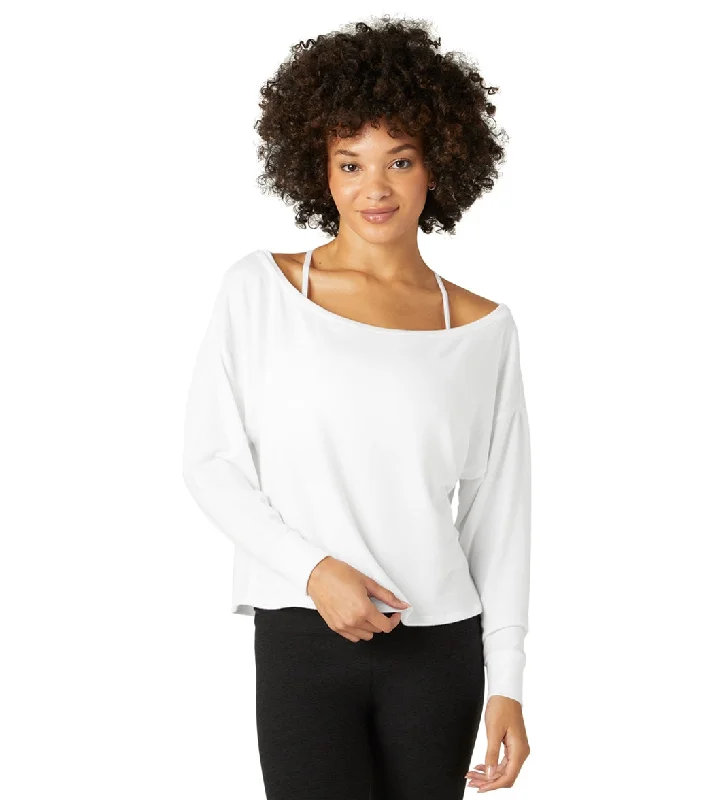 All Season Basics Discount Beyond Yoga Let Loose Pullover White