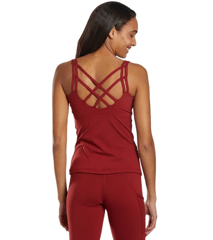 Bold and Elegant Women's Fashion Everyday Yoga Radiant Solid Strappy Back Support Tank Auburn Red