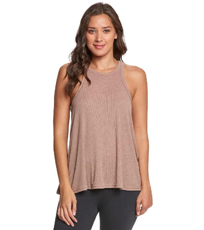 Elegant Styles Free People Slub Long Beach Tank  Mushroom