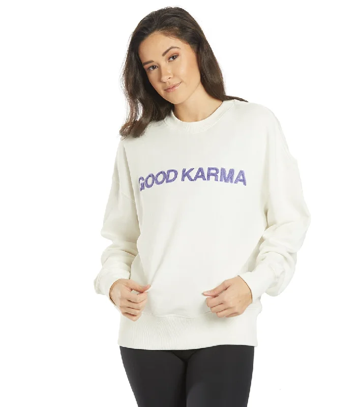 Trend Setting Wardrobe Spiritual Gangster Good Karma Relaxed Crewneck Pullover Stone