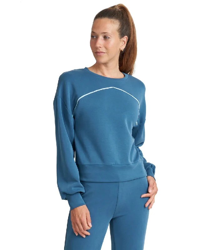 Fashion Deal Thrive Societe Piped Blouson Pullover Blue Coral