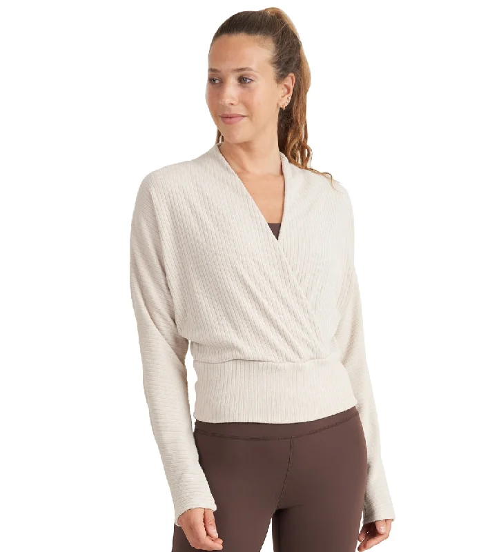 Runway Inspired Wear Thrive Societe Wrap Pullover Oatmeal