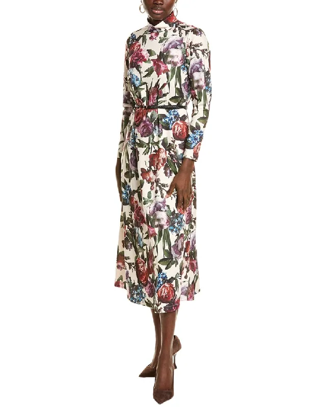 Sophisticated Women's Fashion Anne Klein Mock Neck Printed Midi Dress