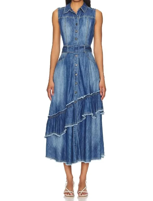 VIP Member Discount Beau Midi Dress In Blue Grass