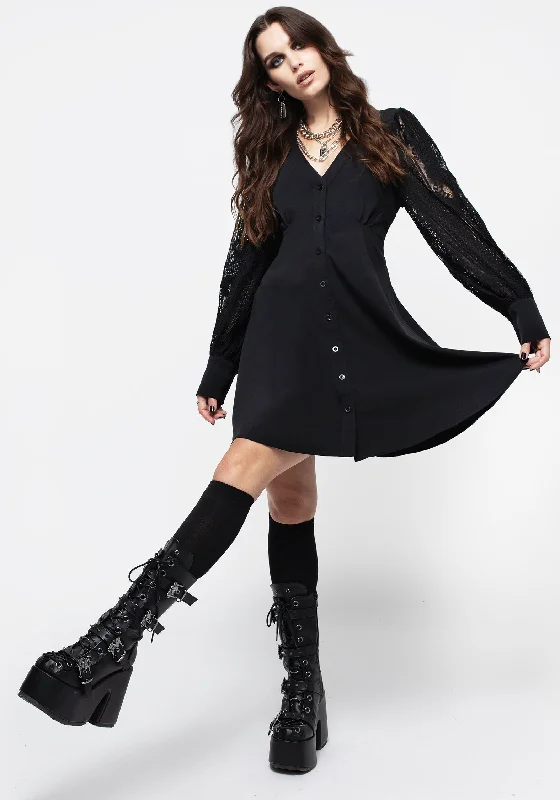 Relaxed Style Covenant Lace Sleeve Button Up Mini Dress