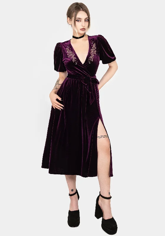 Exclusive Sale Hera Embroidered Midi Wrap Dress