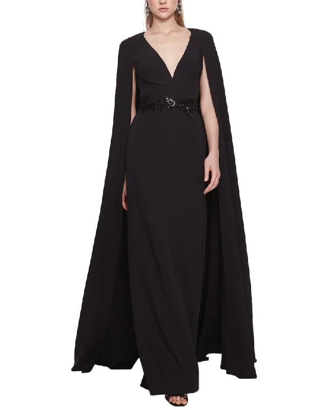 Chic & Cozy Collection Marchesa Notte Floor Length Cape Gown