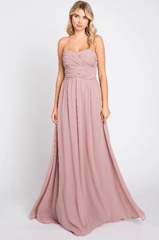 Clothing Brands Mauve Sweetheart Convertible Chiffon Gown