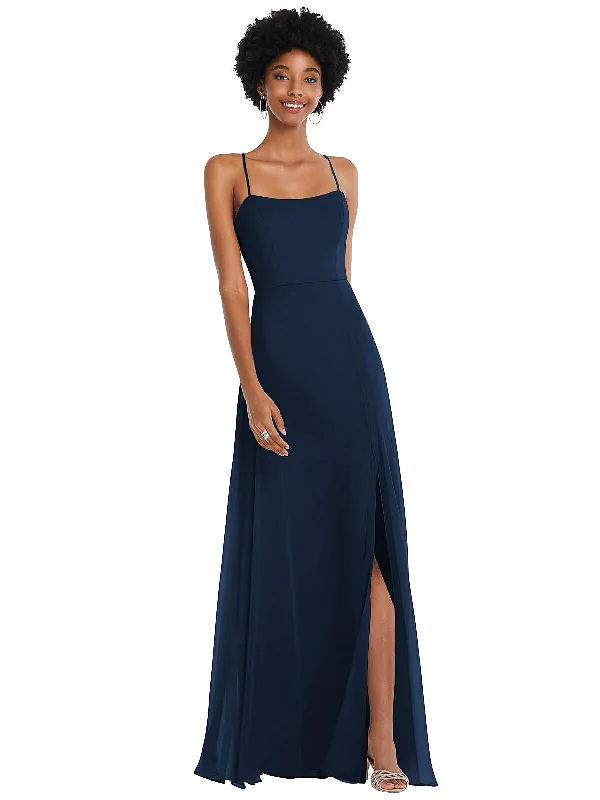 Women's Clothing Sale Online Scoop Neck Convertible Tie-Strap Maxi Dress with Front Slit