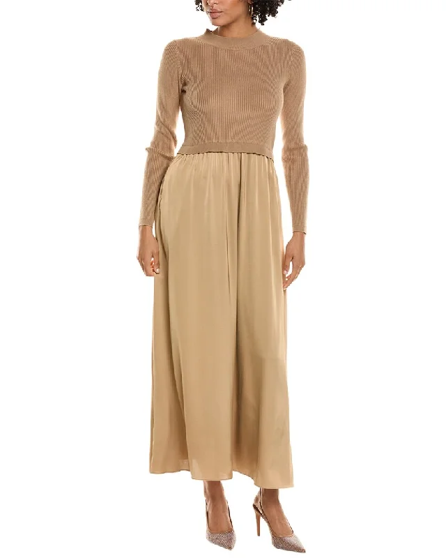 Chic Wardrobe Taylor Satin Skirt Sweaterdress