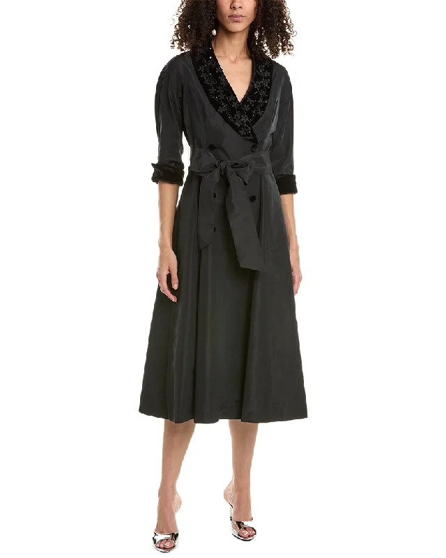 Trendy Women's Apparel for All Seasons Teri Jon by Rickie Freeman Jacquard Velvet A-Line Dress