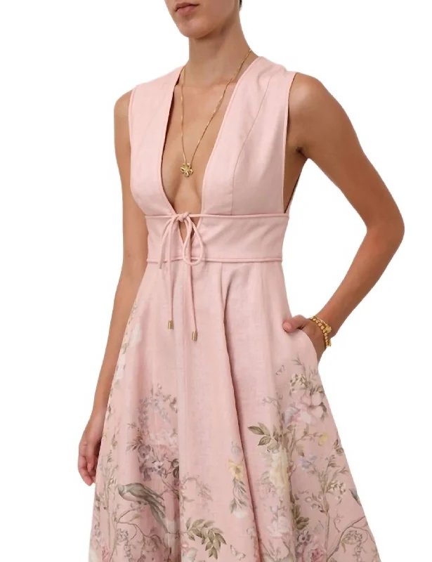 Trendy Styles Waverly Plunge Midi Dress In Pink Floral