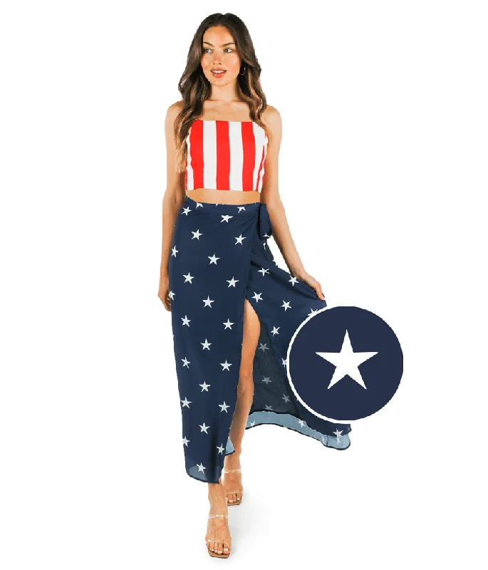 Free Spirited Fashion American Flag 2-Piece Maxi Dress