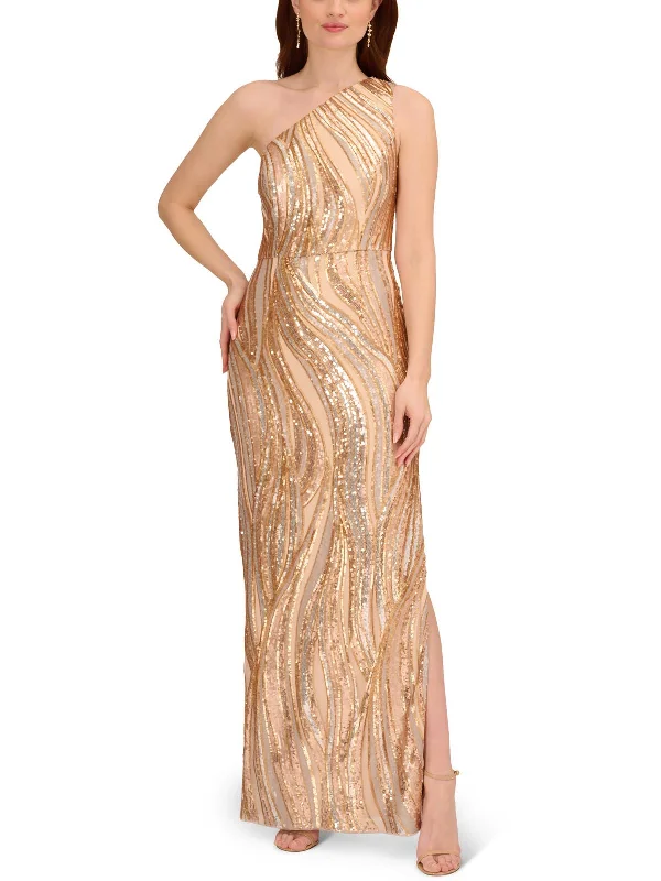 Online Boutique Clothing Womens Sequin One Shoulder Evening Dress