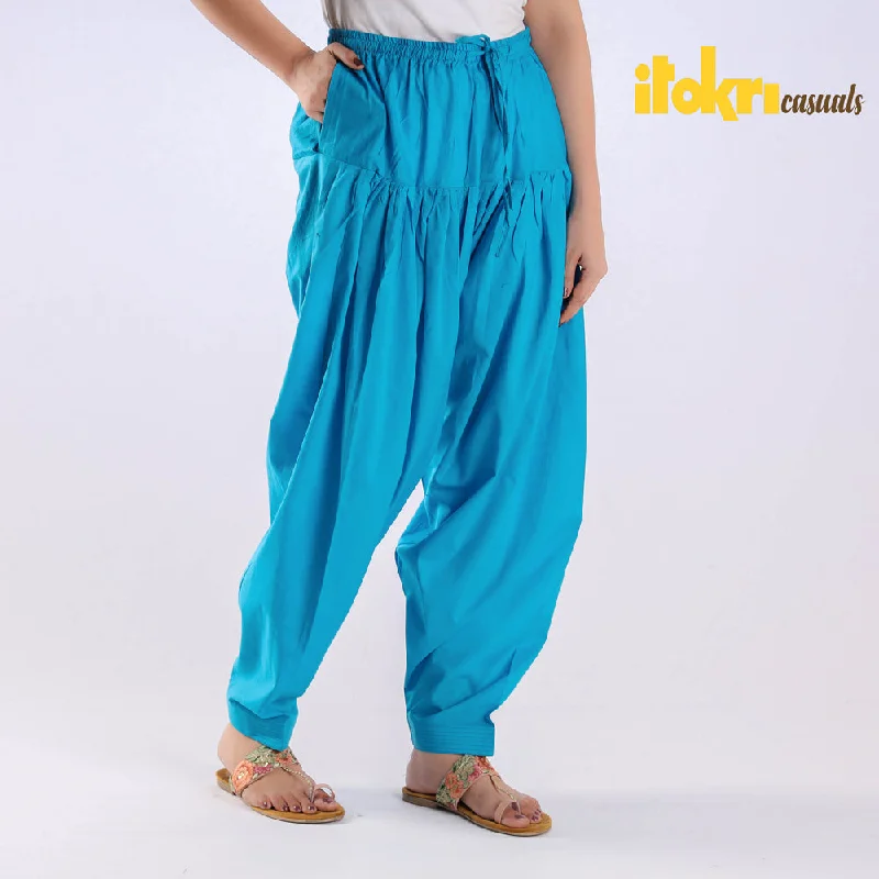 High End Fashion Sky Blue - Cotton Elasticated Salwar for Women