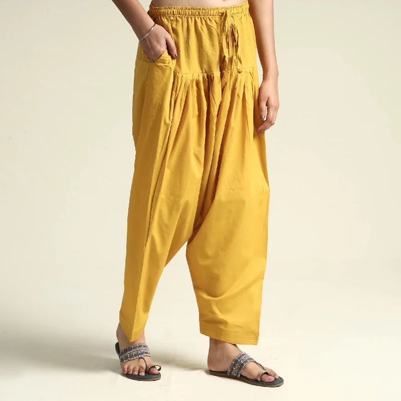 Trendy Women's Wear Marigold Yellow - Cotton Elasticated Salwar for Women