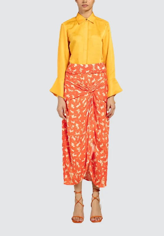 Women Wear Online Chidiya Draped Skirt | Orange