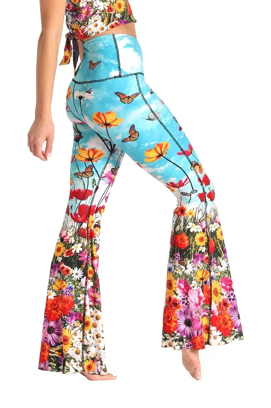 Chic Women's Clothing Flower Bomb Bell Bottoms