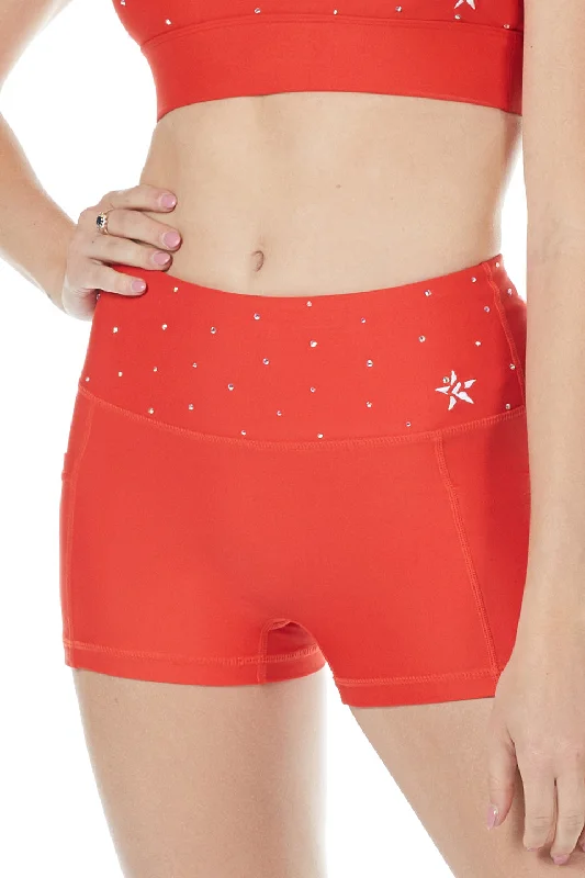 Classic Women's Clothing Styles Legendary Compression Short in Red Crystal