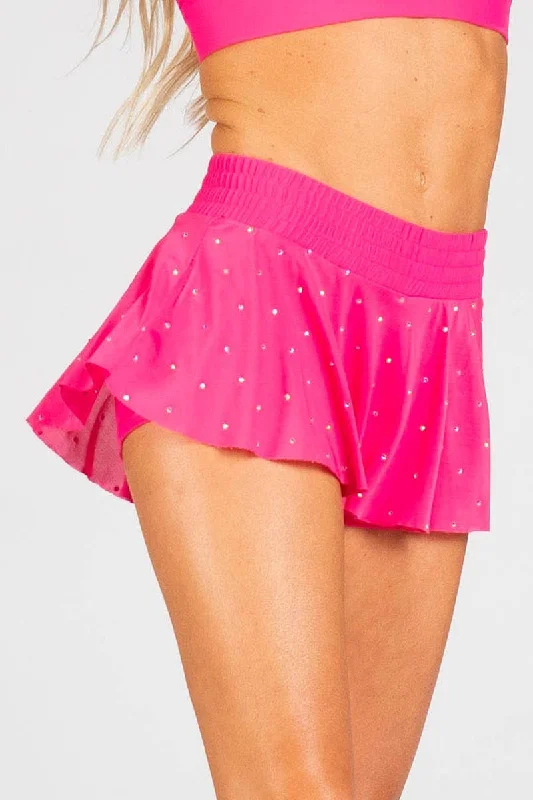 Hot Picks Mesh Overlay Skirt in Hyper Pink