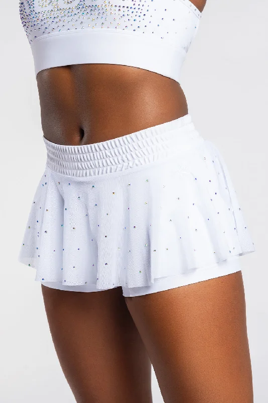 Chic And Edgy Mesh Overlay Skirt in White