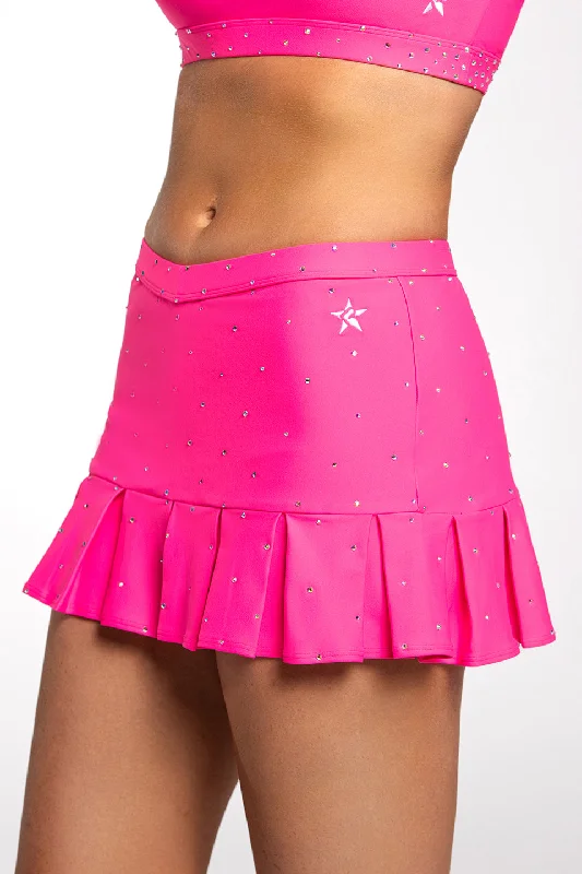 The Latest Trends Pleated Mini Skirt in Electric Pink