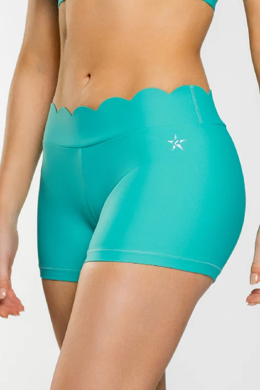 Attire Sale Scalloped Compression Short in Aqua