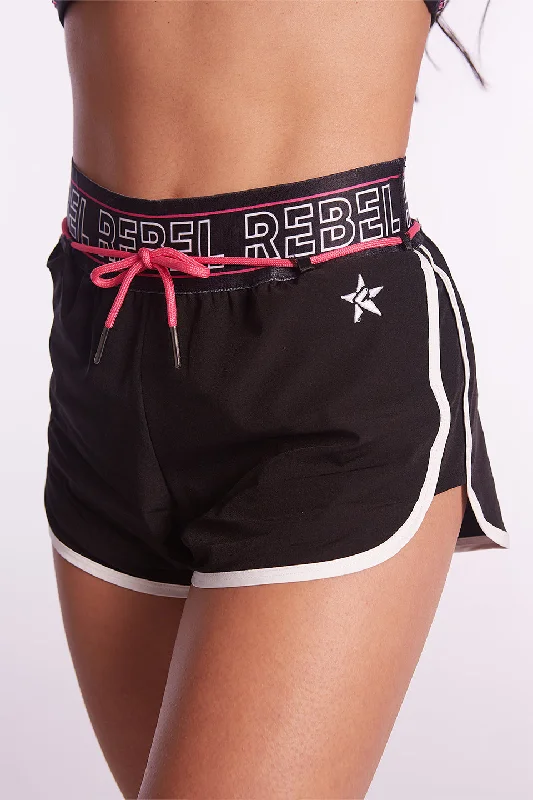 Comfortable Women's Outfits Speed Up Short in Black and Hyper Pink