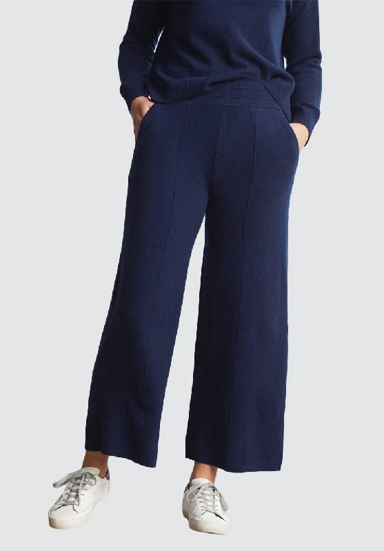 Casual Yet Stylish Separates Wide Leg Cashmere Trouser | Midnight