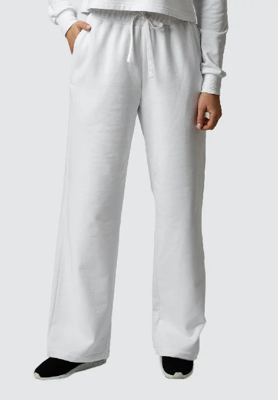 Quality Driven Apparel Women's Wide Leg Sweatpants | White